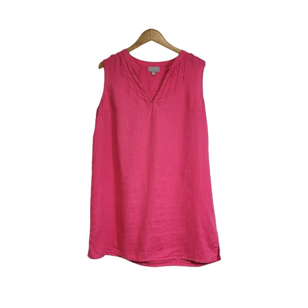 Pure Collection Bright Pink Linen Sleeveless Shift Dress Size 14/16